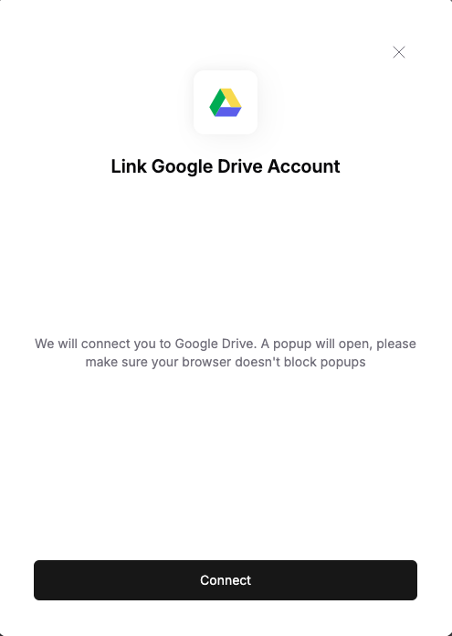 Google Drive connection button on Connections page